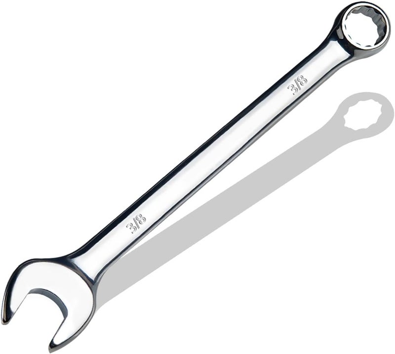 pgroup 3/8" SAE Combination Wrench, CR-V Steel with Mirror Polish, 12-Point Design, 15-Degree Offset, Perfect for Auto Repair, Household, Car & Truck Emergency - Image 1